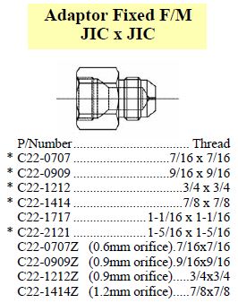 Adaptor FF/M JIC x JIC Orifiice