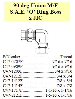 Union 90 M/F SAE ORB x JIC