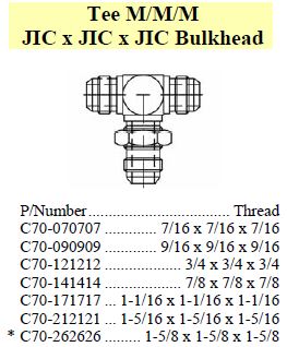 Tee Bulkhead M/M/M JIC x JIC x JIC