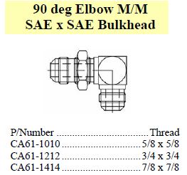 Elbow Bulkhead 90 M/M SAE x SAE