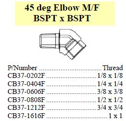 Elbow 45 M/F BSPT x BSPT