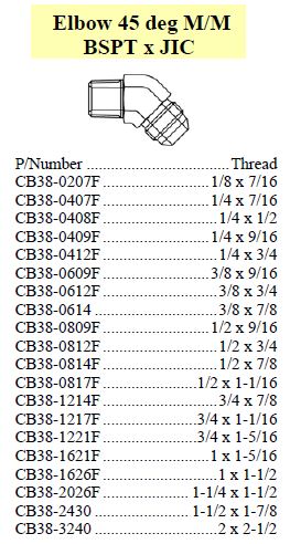 Elbow 45 M/M BSPT x JIC