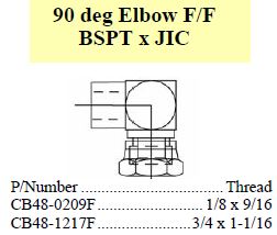 Elbow 90 FF/F BSPT x JIC