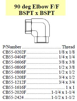 Elbow 90 FF/FF BSPT x BSPT