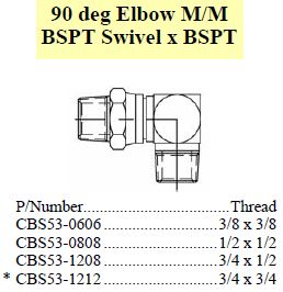 Elbow 90 M/M BSPT Swivel x BSPT