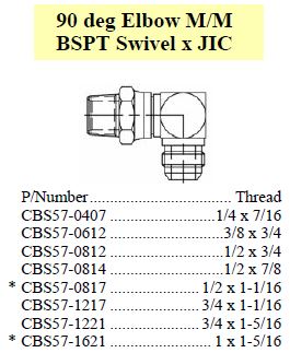 Elbow 90 M/M Swivel BSPT x JIC