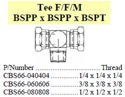 Tee F/F/M BSPP x BSPP x BSPT