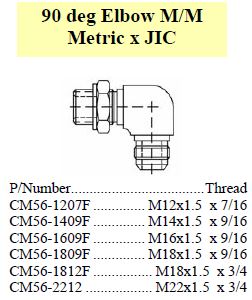 Elbow 90 M/M Metric x JIC