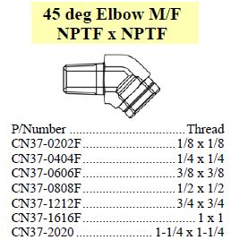 Elbow 45 M/F NPTF x NPTF