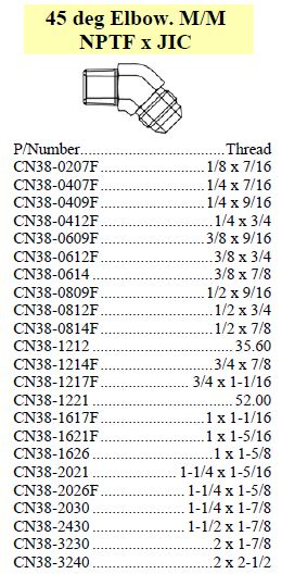 Elbow 45 M/M NPTF x JIC