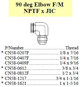 Elbow 90 F/M NPTF x JIC