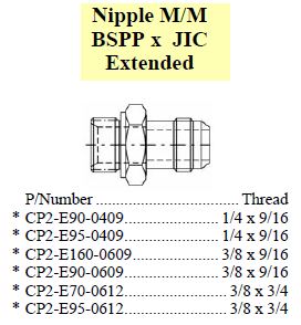 Nipple BSPP x JIC Extended