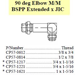 Elbow 90 M/M Extended BSPP x JIC