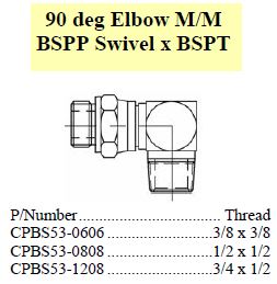 Elbow 90 M/M BSPP Swivel x BSPT