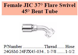 GSM Series JIC 45 Female