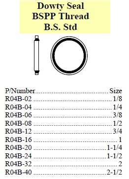 Dowty Seal suit BSPP thread B.S. Std