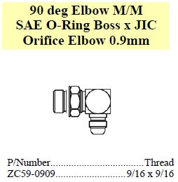 Elbow 90 M/M SAE ORB x JIC Orifi ce 0.9