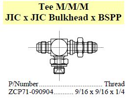 Tee Bulkhead M/M/M JIC x JIC x BSPP