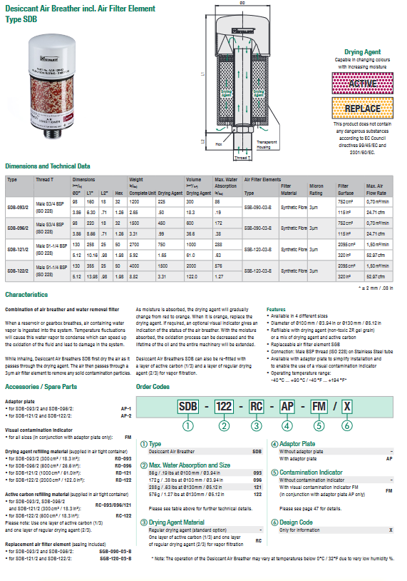 SDB Series Dessicant Air Breathers