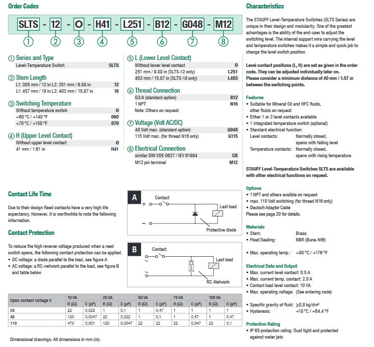 SLTS Series Level-Temperature Switches